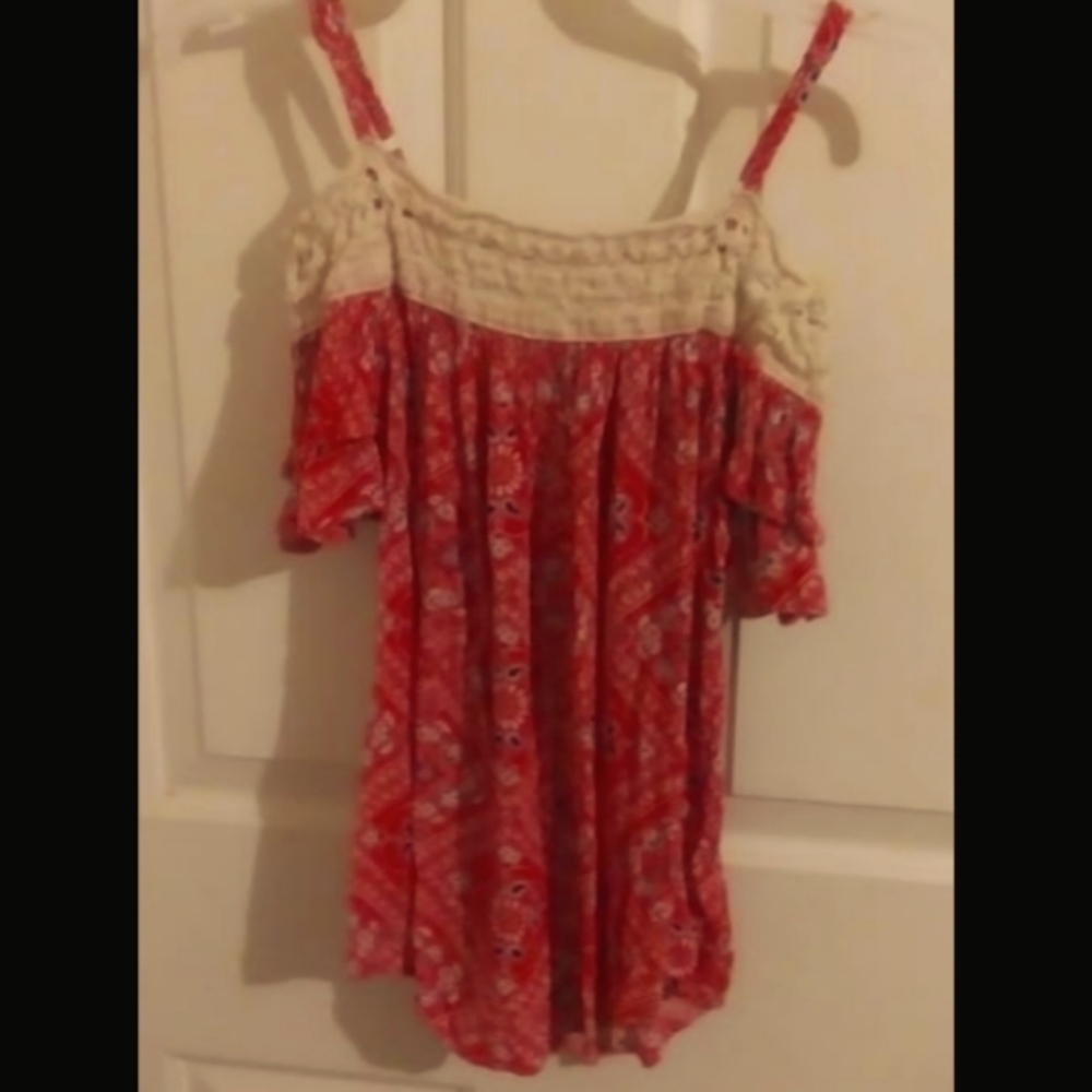 Off the shoulder spaghetti strap shirt,